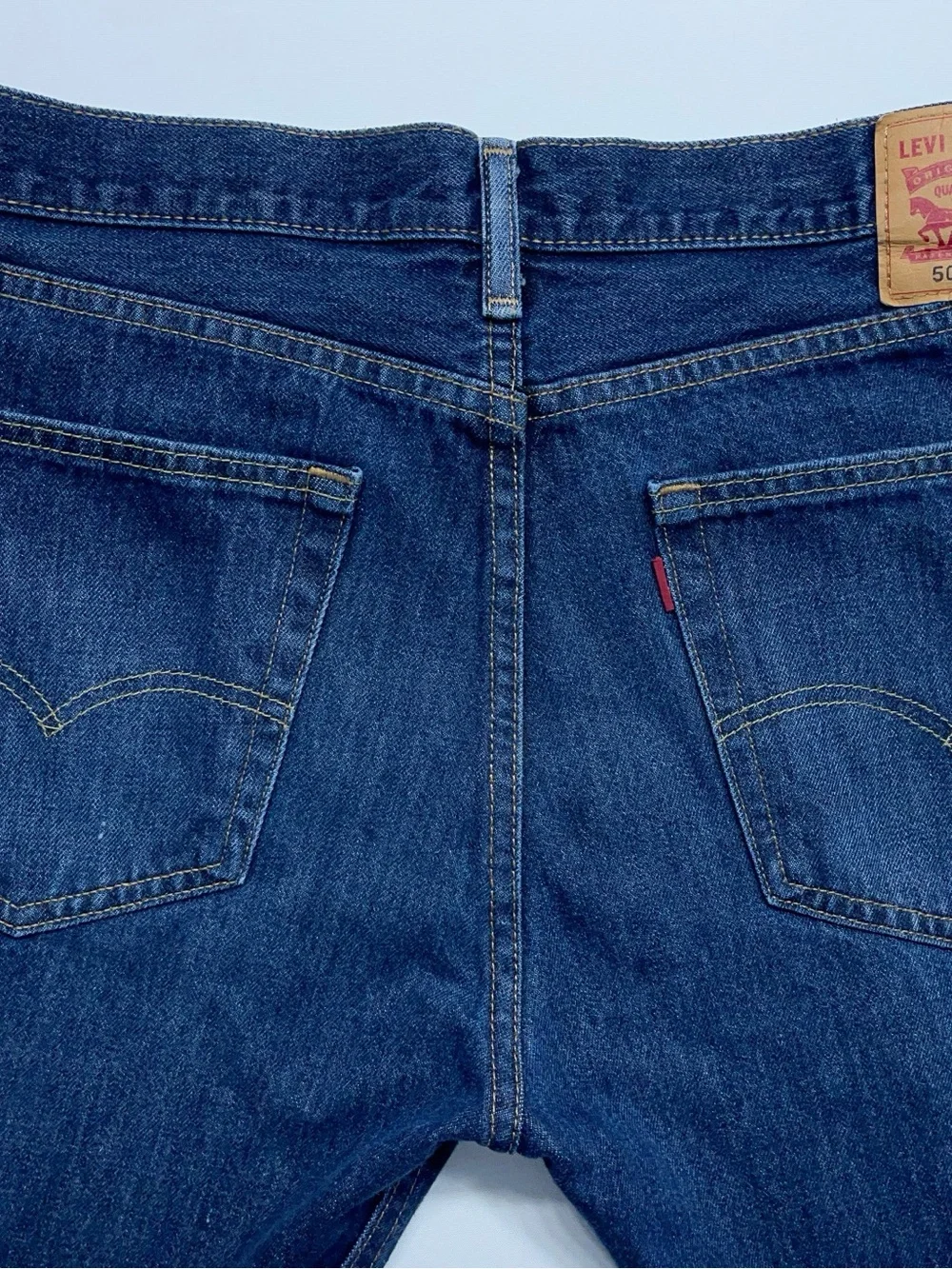 Levis 505 Jeans Mens 36x30 Blue Regular Straight Dark Wash Denim Custom Bead